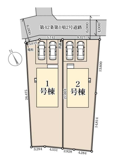 【区画図】 | 那珂川市大字山田　1号棟（全2棟）【仲介手数料無料・0円】 | 区画図です。1号棟