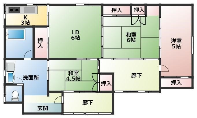 草木貸家の間取り