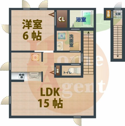 【間取り】 | Millcreek　HIKARI　Bside | 1LDKのお部屋です。