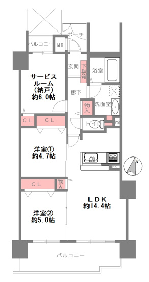 【間取り】 | パラシオ北梅田 | リフォーム履歴のある3LDK！クロスは2026年４月に張替済♪