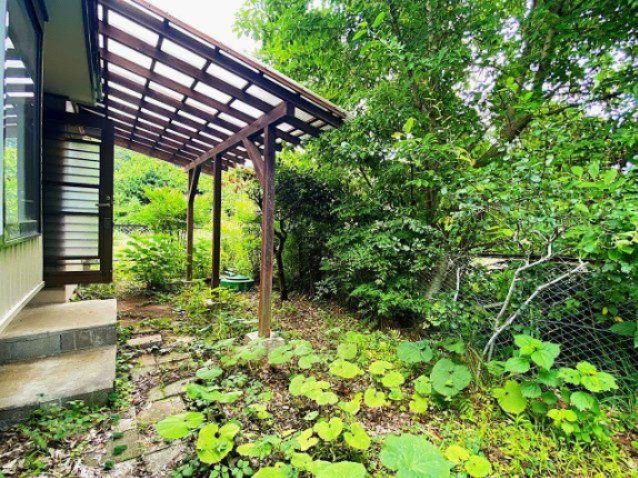 伊東市 玖須美元和田（川奈駅） 2階建 ６ＬＤＫの庭|家の右側の庭です。左の扉からキッチンに入れます。