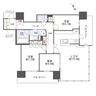 【間取り】 | ザ・パークハウス中之島タワー | 【間取り】15階・北西角住戸！眺望・通風・採光全てが良好☆