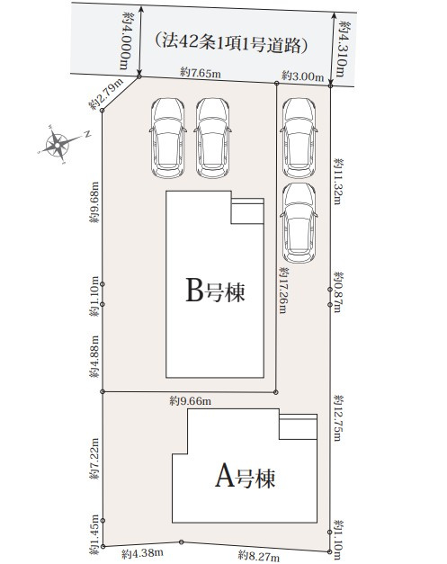 新築戸建　富士市国久保1丁目２０９１番　全2棟A号棟の区画図|A号棟