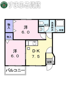 【間取り】 | サンセールY　B　幸田町大字大草字南川後15