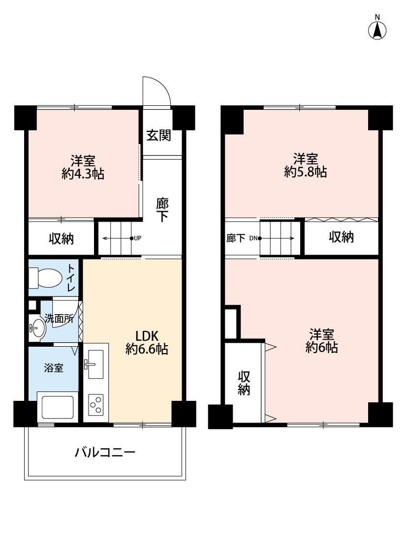 鶴甲コーポ34号館の間取り|3LDKです。室内大変綺麗です♪
