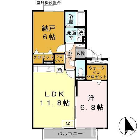 オークス玉瀬Ⅱの間取り