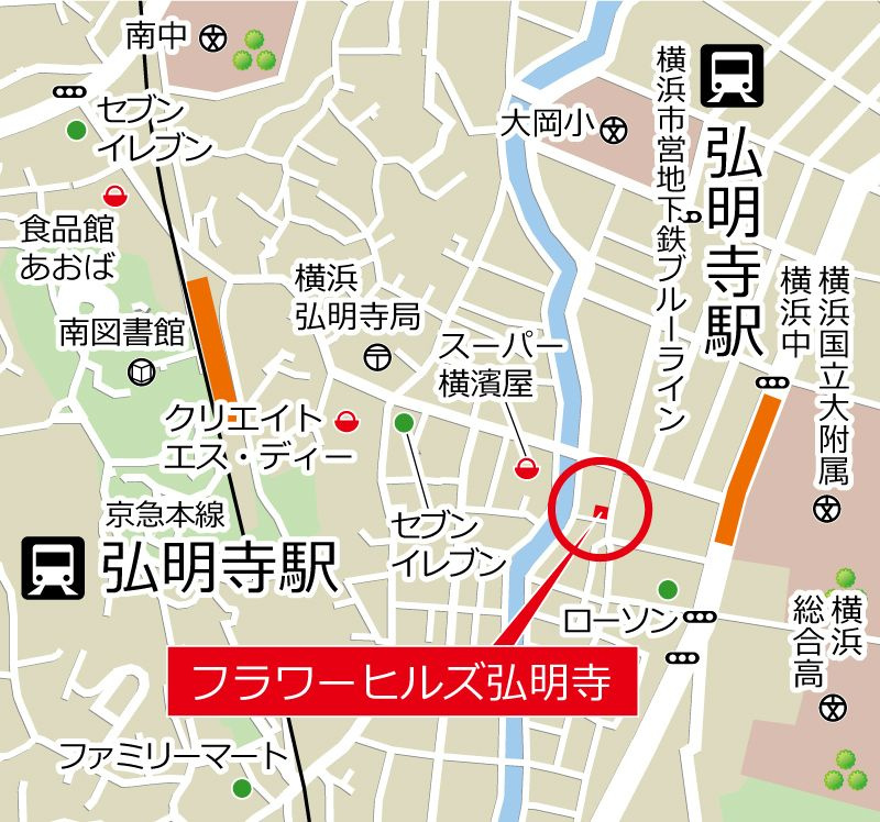 フラワーヒルズ弘明寺の地図