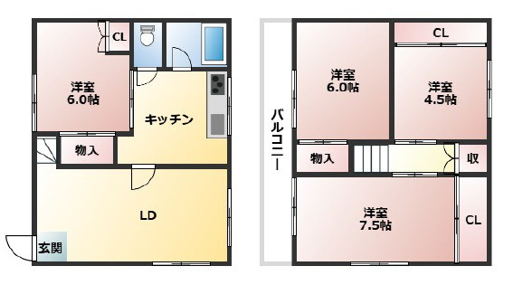 中尾町貸家の間取り