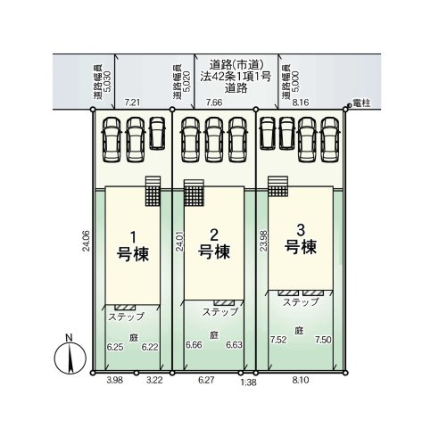 福岡市東区大岳1丁目第22-3棟（3号棟）の区画図|配置図（1号棟）