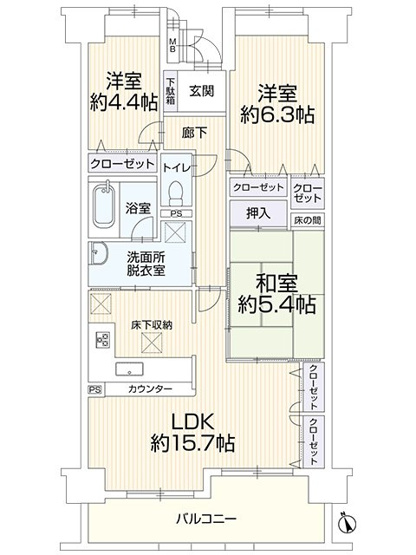 【間取り】 | ヒルズ・ウイロード 中古マンション | 効率的かつ暮らしのことをしっかり考えた間取りです
