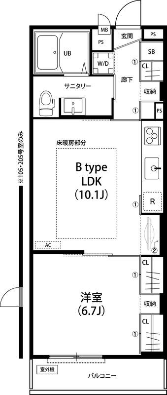 リブリ・白山WESTの間取り