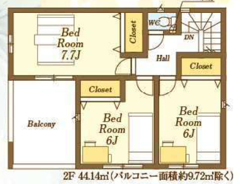【仲介手数料無料】入間市野田第１８全６棟１号棟　入間の不動産なら西武ハウジングの間取り