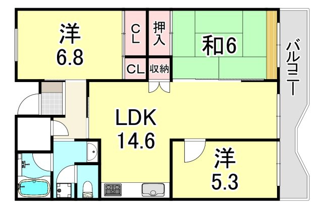UR武庫川 28号棟の間取り