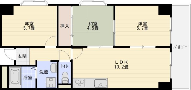 柏原市国分本町１丁目の賃貸マンションの間取り