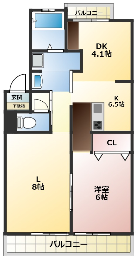 浦里第一マンションの間取り|間取り図になります。