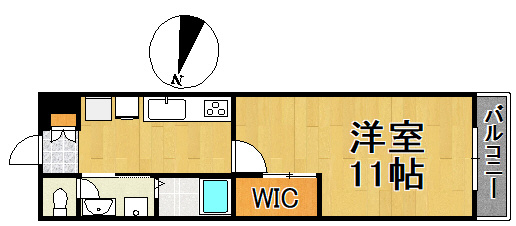 ピア旭町の間取り|2階のお部屋です☆洋室１１帖のお部屋は大容量のWIC完備♪