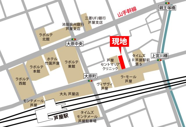 芦屋市大原町の店舗事務所の地図