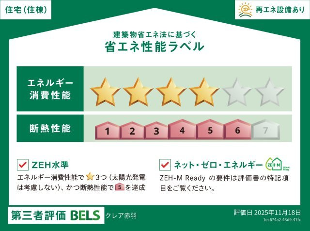Ｅｃｌａｉｒ　Ａｋａｂａｎｅの省エネ性能ラベル|住棟