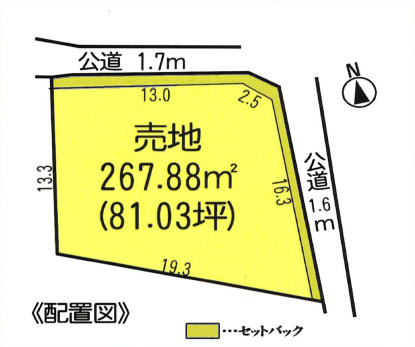 知多郡東浦町大字石浜字平林　売り土地の区画図