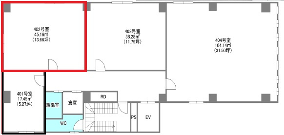 NISHITENMA  GTC  BLDG（旧ビル名：F+BASE  brunoビル）の間取り