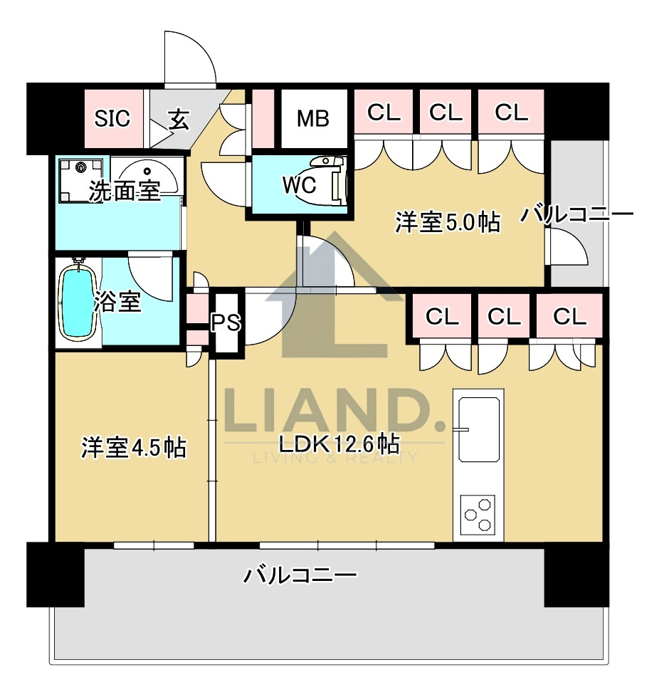 シーズンフラッツ渡辺通　春吉小学校区の間取り|シーズンフラッツ渡辺通