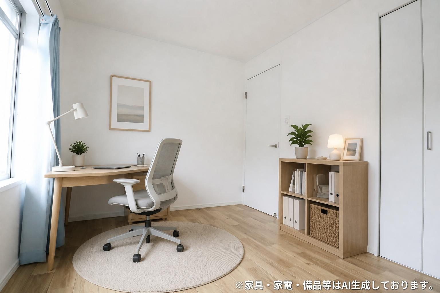 青山マンションの洋室|洋室3
　※家具はAI生成しております。実際には付帯しません。配置をお約束するものではございません。