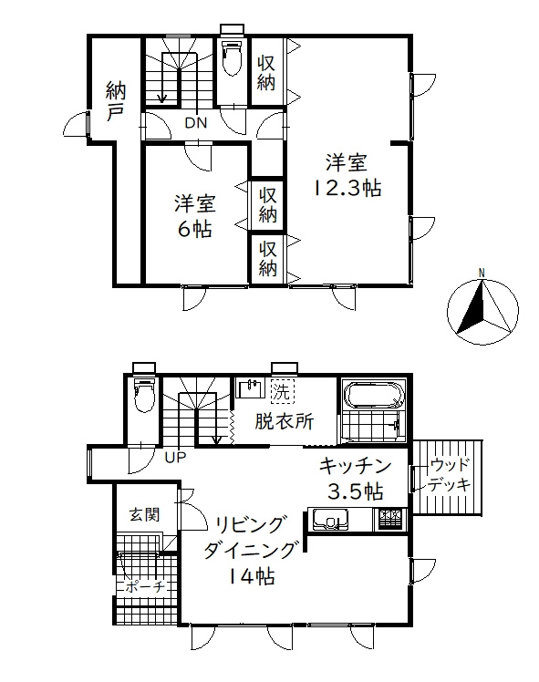 釧路町柏東7丁目　太陽光パネル設置済　中古住宅の間取り