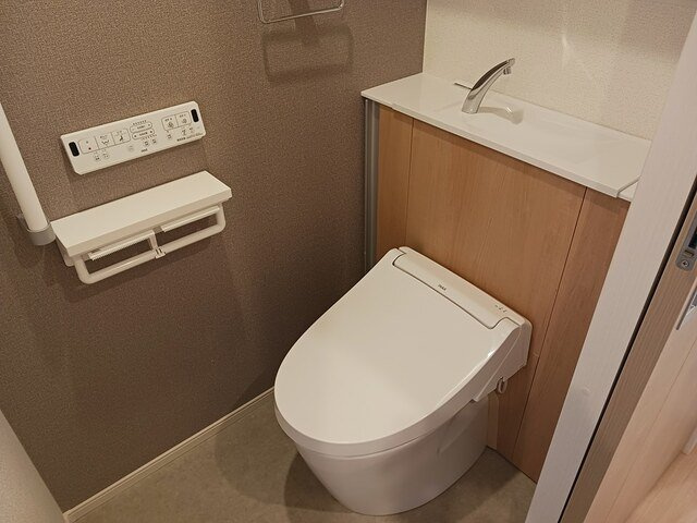 落ち着いた色調のトイレです