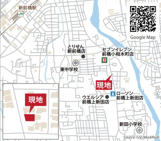 【新築】前橋市朝日が丘町1期　限定１棟　リナージュ　新築建売の地図