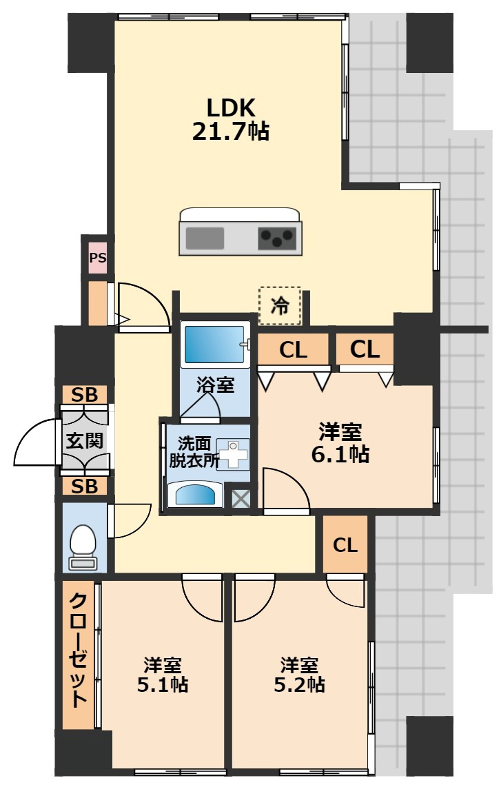 アクタス渡辺通パークシティの間取り
