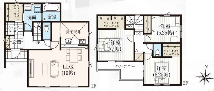鴻巣市下忍　3期　新築一戸建て　グラファーレ　02の間取り|【全3棟・2号棟】鴻巣市下忍　3期　新築一戸建て　グラファーレ　02・3LDK・土地面積237.81m2・建物面積99.36m2