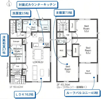 【間取り】 | CRADLE GARDEN佐野市天神町　第5　 | 南向きで明るい間取りが好印象☆