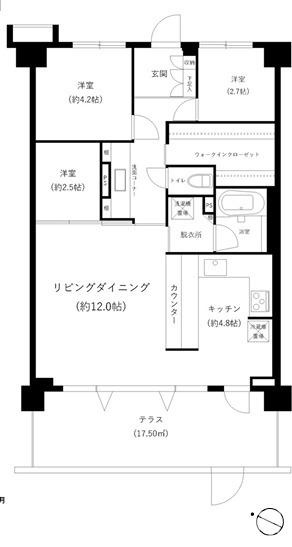 クリオ茅ヶ崎柳島海岸の間取り|ペット飼育可　３LDK