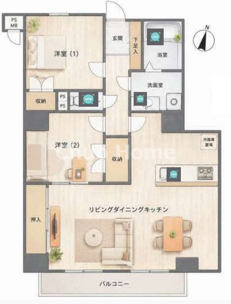 セザール北綾瀬の間取り|南東向きにつきまして日当たり・通風良好。新規リノベーションマンション。