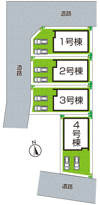 ★29(土)30(日)現地見学可能！★京都市伏見区久我御旅町　全4邸の区画図|全４区画