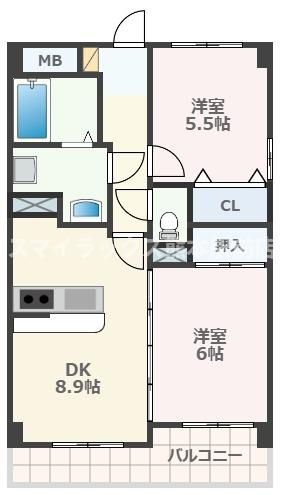 熊本市中央区島崎１丁目の賃貸マンションの間取り
