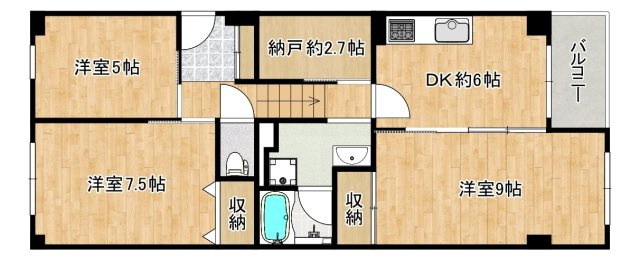 サンライズマンション浜寺の間取り|南向きバルコニーと両面通風により日当たり、通風がよいマンションです。メゾネットタイプの空間を一度ご覧ください。