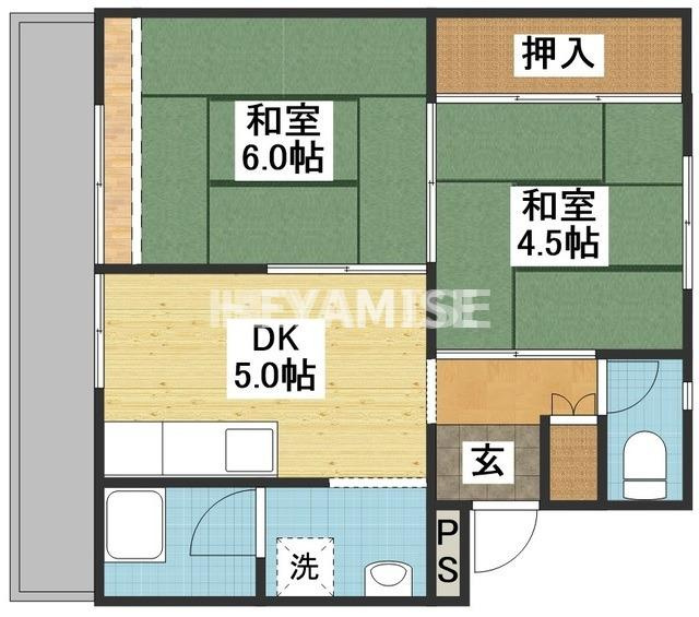 ビレッジハウス栗面2号棟の間取り