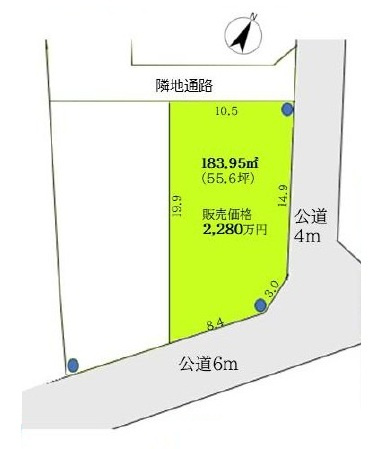 鶴ヶ島市中新田売地の土地図