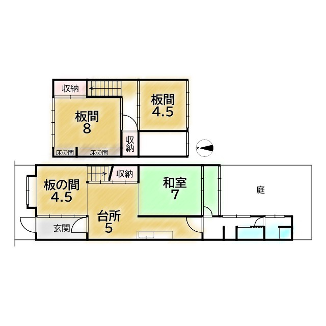 鹿ケ谷西寺ノ前町 中古テラス(D号地)の間取り