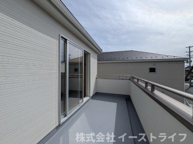 【新築戸建】　いわき市四倉町上仁井田2期　長期優良住宅のバルコニー|1号棟写真　北東側のバルコニーです。