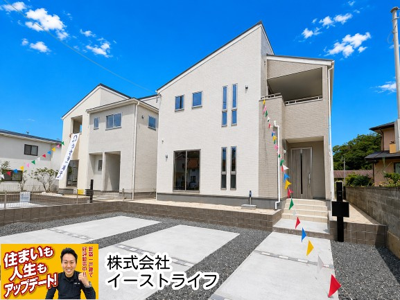 【新築戸建】　いわき市自由ヶ丘4期　長期優良住宅　全2棟の外観|1,2号棟外観写真　手前が2号棟、奥が1号棟になります