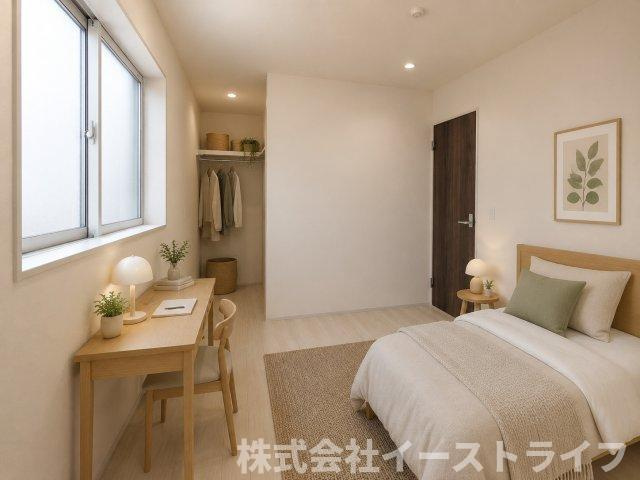 【新築戸建】　いわき市小名浜大原2期　長期優良住宅　の子供部屋|子供部屋に家具を配置したイメージ画像です。※本画像はCGで作成しており、実際に現地に 家具は置かれておりません。また、価格に 家具は含まれておりません。