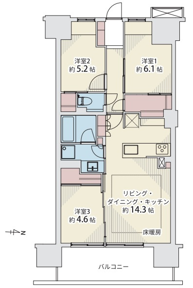 メイツ深川住吉の間取り|メイツ深川住吉：東向き！全居室収納・窓が付いた３ＬＤＫリフォーム物件は住宅ローン減税利用可能です！