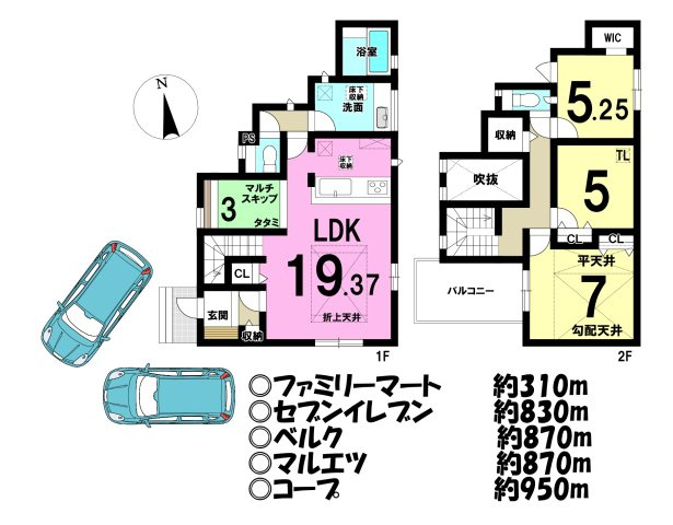 川越市小仙波町２丁目の新築一戸建の間取り