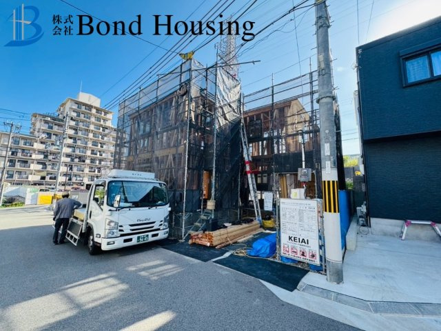 駐車並列2台可能　清水が丘1期　新築6区画　1号棟の前面道路含む現地写真