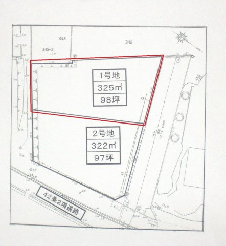 東際波浦　1号地の区画図