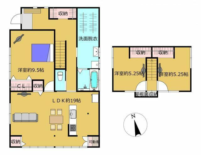 八代市高島町の中古一戸建の間取り|収納たっぷりの3LDKです。
