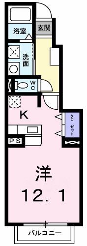 松岡ハイツ　Ａの間取り|間取図