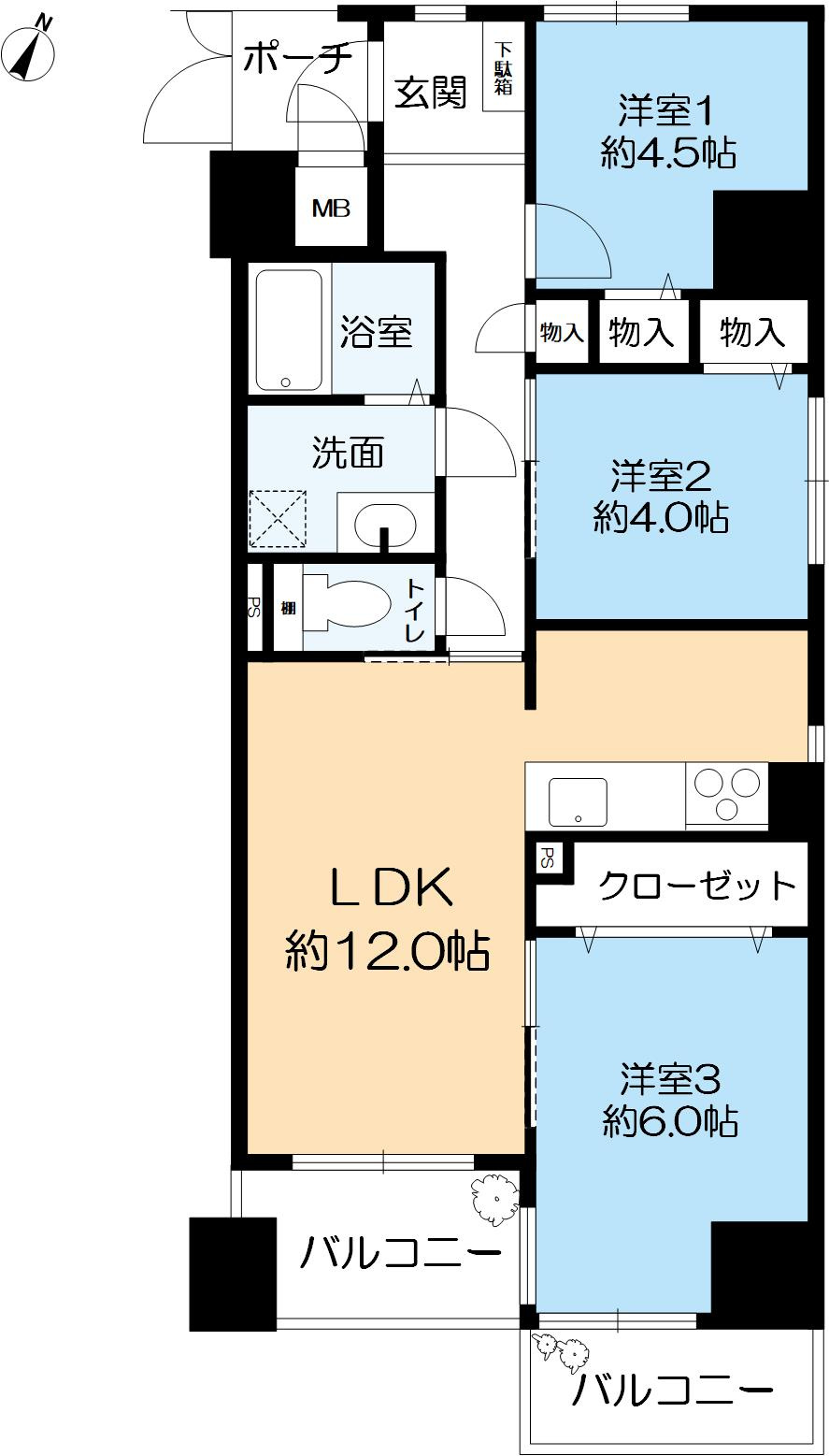 メゾンドール下山手の間取り